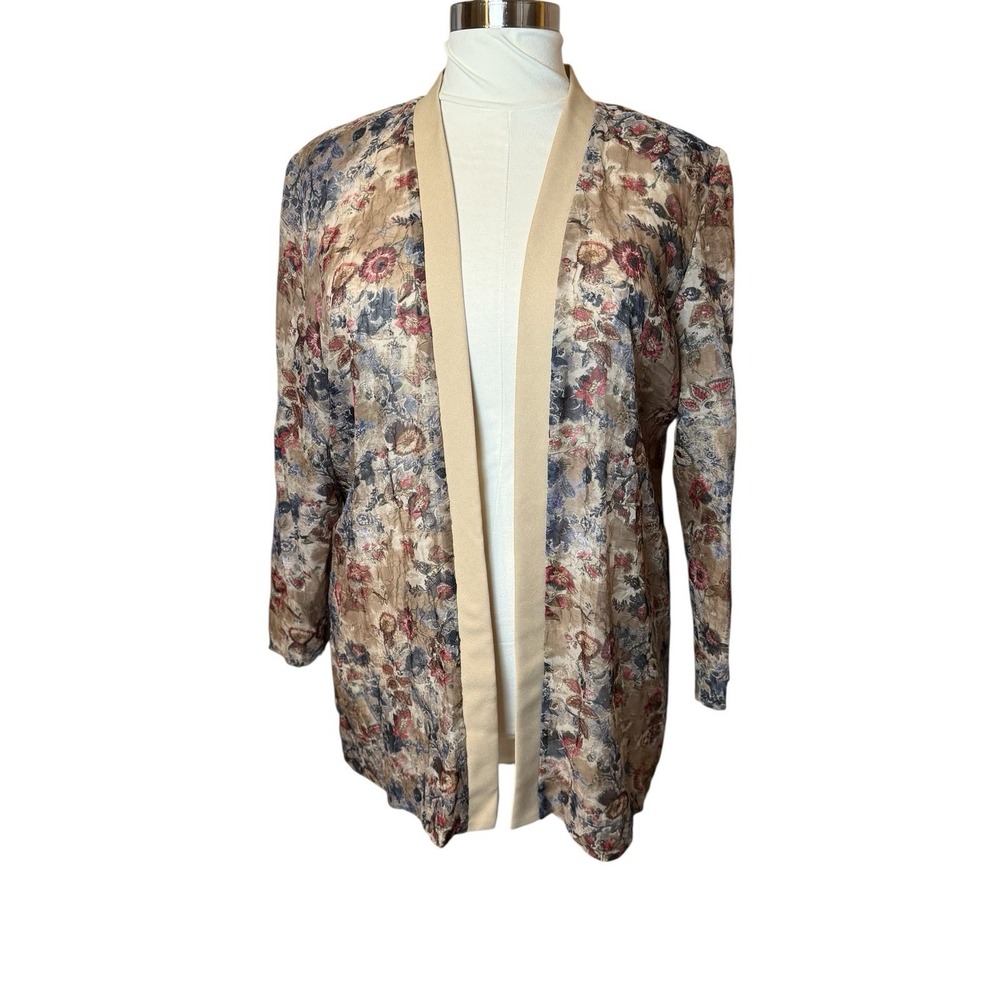 Vtg Olivia Matthews Sheer Floral Duster 20W Forest Fairy Flower Coquette Dainty
